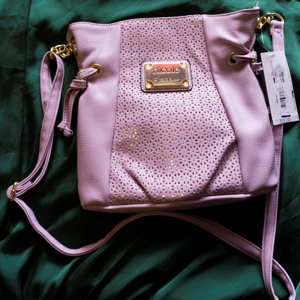 Nicole Miller NWT Lilac Perforated Crossbody Purse